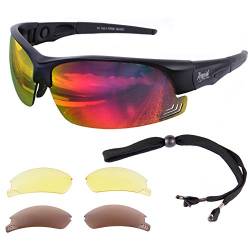 Rapid Eyewear Edge Schwarz Sport Sonnenbrille mit polarisierten Wechselgläsern für Männer und Frauen. Sportbrille mit Einstellbare Seitenarme. Getönte Gläser UV Schutz 400 von Rapid Eyewear