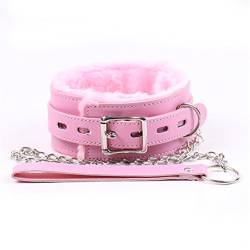 Rapidly Halsband Erotik Halsband Gepolstert Plüsch Flirten Halsband mit Leine Leder Einstellbar Cosplay Bondage S&M Sex Spielzeug (Pink) von Rapidly