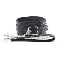 Rapidly Halsband Erotik Halsband Gepolstert Plüsch Flirten Halsband mit Leine Leder Einstellbar Cosplay Bondage S&M Sex Spielzeug (Schwarz) von Rapidly