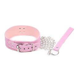 Rapidly Sex Spielzeug Halsband Leder Weich Halsband mit Leine Halsbänder der O Einstellbar Bondage S&M für Paar (Pink) von Rapidly