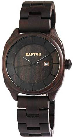 Raptor Herren-Holzuhr Holzarmband Datumsanzeige Analog Quarz RA20040 von Raptor