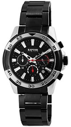 Raptor Limited Herren-Uhr Edelstahl Chronograph Leuchtzeiger Analog Quarz RA20272 (schwarz) von Raptor