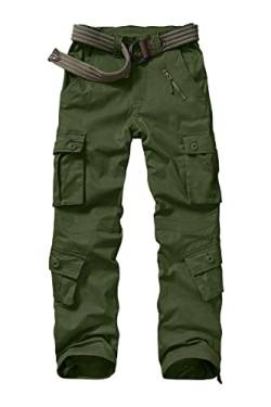 Raroauf Cargohose für Damen, legere Baumwolle, Militär, Kampf, Arbeitskleidung, Caprihose mit 8 Taschen, Militärisches Armeegrün, 46 von Raroauf