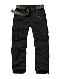 Raroauf Damen-Cargohose, Baumwolle, 8 Taschen, Baggy, Casual, taktische Hose, läuft nicht ein - Schwarz - 40 von Raroauf