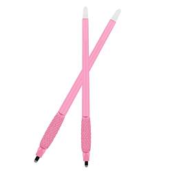 10 Stück Schwarz Einweg Microblading Stift mit Nadeln Nano 18U 0.15mm für Augenbrauen Papierpaket (Rosa 18U-0,15 mm) von Rasmet