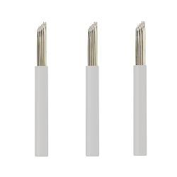 50 Stück Einweg Microblading Nadeln 19 Bevel Round Ombre-Nadeln Ideal für Ombre- und Schattierungsbrauen Weiß (White R19-Slope) von Rasmet
