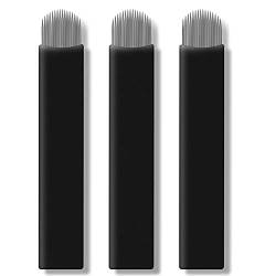 50 Stück schwarze Microblading Nadeln 16U 0,18 mm Klinge Permanent Makeup Tattoo Nadeln für manuellen Stift Verfügbare Größe 12U, 14U, 16U, 18U, 9F, 12F, 14F, 16F, 18F, 21F (16U) von Rasmet