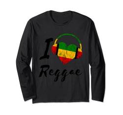 Jamaika Rastafari Roots Reggae Musik Herz I Love Reggae Langarmshirt von Rasta Reggae Roots