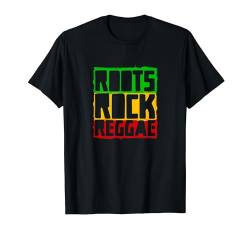 Roots Rock Reggae Rasta Colors Stencil Reggae T-Shirt von Rasta University
