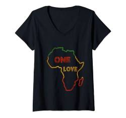 Damen Rasta Colors Rastafari Zitat Reggae One Love Geschenk T-Shirt mit V-Ausschnitt von Rasta & Reggae Clothing
