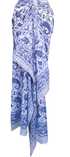 Rastogi Handicrafts Damen-Badeanzug, 100 % Baumwolle, Handblockdruck, lang, 185,4 x 111,8 cm, Blau 3, 73 x 44 inch (approx) von Rastogi handicrafts