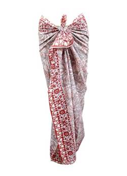 Rastogi Handicrafts Sarong Damen-Badeanzug, 100 % Baumwolle, Handblockdruck, lang, 185,4 x 111,8 cm, Rot 3 von Rastogi handicrafts