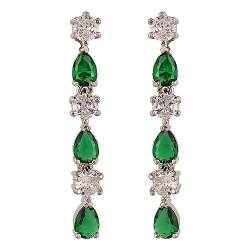 Ratnavali Jewels Versilberte Ohrringe mit amerikanischem Diamantstein, baumelnd, modisch, für Damen und Mädchen, Messing, Zirkonia von Ratnavali Jewels