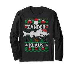 Zander Klaus I Lustiges Zanderangler Angler Angeln Raubfisch Langarmshirt von Raubfischangler Weihnachtsgeschenke Ugly Outfit