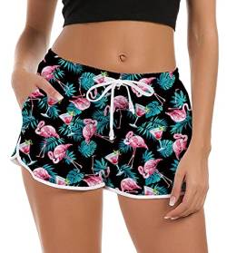 Rave on Friday Damen Badeshorts Sommer Kurze Badehose Schnell Trocknendes Strand Schwimmshorts Wassersport Bademode Shorts Sporthose Yogahose Fitnesshose mit Taschen,L, 44-46 von Rave on Friday