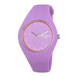 Ravel - Unisex Slim Comfort Fit Contrast-Uhr mit Silikonarmband - Analog Quarz - R1804.07 - Lila/Roségoldton von Ravel