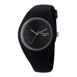 Ravel - Unisex Slim Comfort Fit Contrast-Uhr mit Silikonarmband - Analog Quarz - R1804.16 - Schwarz/Grau von Ravel