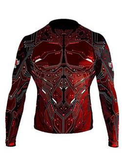 Raven Fightwear Cybernetischer Rashguard für Herren, MMA BJJ - Rot - Small von Raven Fightwear