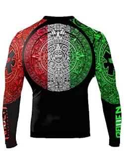 Raven Fightwear Herren Aztec BJJ Rashguard MMA Rot/Weiß/Grün, Rot/Weiß/Grün, Large von Raven Fightwear