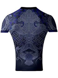 Raven Fightwear Herren Nordic Jiu Jitsu BJJ Rashguard Kurzarm MMA, Blau, L von Raven Fightwear