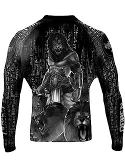 Raven Fightwear Herren The Gods of Egypt Maahes Lion Jiu Jitsu BJJ Rash Guard MMA Black Edition, Black Edition, L von Raven Fightwear