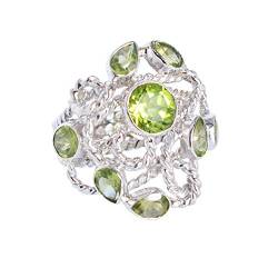 Cocktail-Ring aus 925er Sterlingsilber, grüner Peridot, stilvoll, einzigartiger Modeschmuck für Damen, Stein:, Peridot von Ravishing Impressions Jewellery