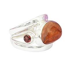 Ravishing Impressions Jewellery Ring Sterling-Silber 925 Mexikanischer Feueropal und Granat FSJ-5115, Stein, Mexikanischer Feueropal und Granat von Ravishing Impressions Jewellery