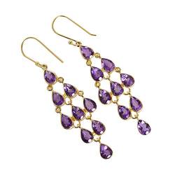 Vergoldete Ohrringe, natürlicher violetter Amethyst Haken Ohrring, handgefertigt, baumeln & tropfenförmige Ohrringe, Boho-Ohrringe, Geschenke, Damenschmuck FSJ-4553 von Ravishing Impressions