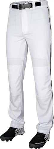 Rawlings Herren Baseballhose, halbentspannt, volle Länge, paspeliert, Größe L, Weiß/Schwarz Hose, Large von Rawlings