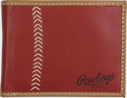 Rawlings "Pop Baseball Stitch Bi-Fold Leather Wallet, Rot/Ausflug, einfarbig (Getaway Solids), Bi-Fold von Rawlings