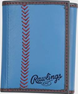 Rawlings "Pop Baseball Stitch Tri-Fold Leather Wallet, Hell, blau, Dreifach gefaltet von Rawlings