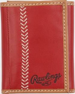Rawlings "Pop Baseball Stitch Tri-Fold Leather Wallet, Rot/Ausflug, einfarbig (Getaway Solids), Dreifach gefaltet von Rawlings