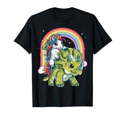 Unicorn Riding Dinosaur Triceratops Boys Kids Girls Rainbow T-Shirt von Rawrsome Dinosaur Clothing