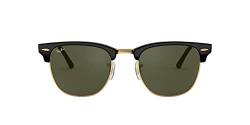 Ray-Ban Sonnenbrille RB3016 CLUBMASTER W0365 Unisex Farbe Schwarz Glas grün G15 Größe von Ray-Ban