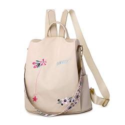 Damen Anti Diebstahl Rucksack, Wasserdichte Schulrucksack Umhängetasche für Schule, Reisen, Arbeit, Täglichen Gebrauch (Blume Khaki) von Ray-Velocity