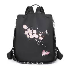 Damen Anti Diebstahl Rucksack, Wasserdichte Schulrucksack Umhängetasche für Schule, Reisen, Arbeit, Täglichen Gebrauch (Schmetterling Schwarz) von Ray-Velocity