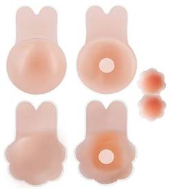 Raylarnia Klebe BH Push Up Trägerlosen BH - Trägerloser Rückenfrei Lifting Selbstklebend BH, Wiederverwendbare Haut Freundlich Bequem BH, 2 Paar Nippelpads Nippel Kleber für Abendkleider von Raylarnia