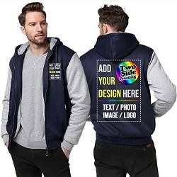 Raysent Personalisierte Fleece-Hoodie-Jacke, 2 Seiten, Vorderseite, Rückseite, Druck, Design, Ihr eigenes Flanell, Dicker Winter, Warmer Thermo-Reißverschluss von Raysent