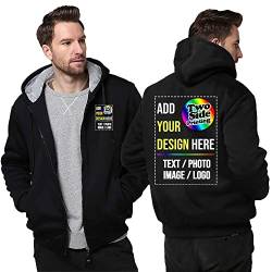 Raysent Personalisierte Fleece-Hoodie-Jacke, 2 Seiten, Vorderseite, Rückseite, Druck, Design, Ihr eigenes Flanell, dicker Winter, warmer Thermo-Reißverschluss von Raysent