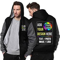 Raysent Personalisierte Fleece-Hoodie-Jacke, 2 Seiten, Vorderseite, Rückseite, Druck, Design, Ihr eigenes Flanell, dicker Winter, warmer Thermo-Reißverschluss von Raysent