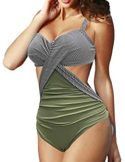 Rayson Damen Badeanzug Monokini Vorne Criss Cross Neckholder Push Up Bandeau Cut Out High Waist Wrap Bademode von Rayson