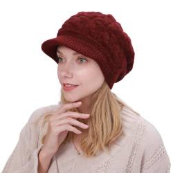 Rayson Damen Winter Strickmütze für Damen Elegante Barett Hat Weich und atmungsaktiv Geeignet zum Warmhalten im Winter Sonnenschutz im Freien（Rotwein） von Rayson