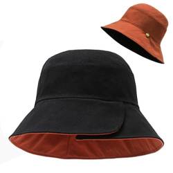 Rayson Frauen Eimer Hut Für Weibliche Sommerhut mit breiter Krempe Faltbare Straße Becken Hut Doppelte Seitenkappe Outdoor Reisestrand(Rot) von Rayson
