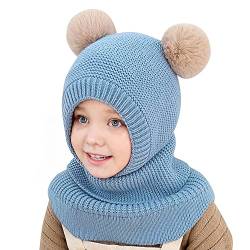 Rayson Kinder Wintermütze warme und niedliche Winter Fleece Mütze Kinder gestrickter Kapuzenschal Kopfbedeckung Sturmhaube von Rayson