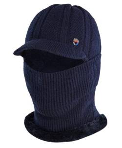 Rayson Strickmütze mit Ohrenklappen Herren Damen Winter Mütze und Handschuh Set Beanie Mütze Fleece Gefütterte Warme Beanie Mütze Outdoor Caps,Dunkelblau von Rayson