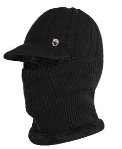 Rayson Strickmütze mit Ohrenklappen Herren Damen Winter Mütze und Handschuh Set Beanie Mütze Fleece Gefütterte Warme Beanie Mütze Outdoor Caps,Schwarz von Rayson