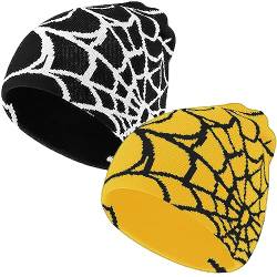 Rayson Y2k Mütze mit Grafik Spinnennetz Winter Strickmützen Warme Gehäkelte Mode Casual Beanie für Herren Damen 2er Pack(E) von Rayson