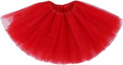 Damen Tütü Rock Minirock Petticoat Tanzkleid Dehnbaren Tutu Rock Ballettrock Tüllrock für Party (Rot) von Rcbmn