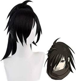Anime Cos Noble Hyakkimaru Perücke, Dororo Cosplay Kostüm Langes schwarzes Haar für Männer Jungen Halloween Party Synthetische Perücken von Rcrllya