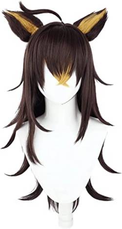 Anime Genshin Impact Cosplay Perücke Dehya Perücke mit zwei Ohren Damen braune lange Haar perücken für Halloween Party Kostüm Karneval Perücke Mütze von Rcrllya